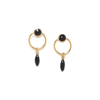 BERRY   boucles d'oreilles poussoir anneau-noir 1