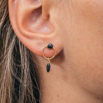 BERRY   boucles d'oreilles poussoir anneau-noir 2