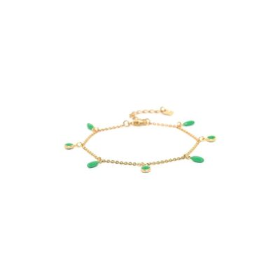 BERRY adjustable multi-tassel bracelet / green
