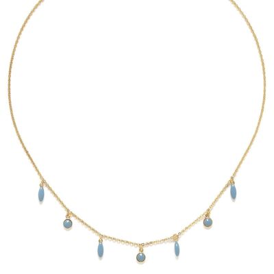 BERRY verstellbare Halskette mit mehreren Quasten / blau