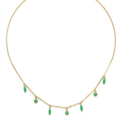 BERRY adjustable multi-tassel necklace / green