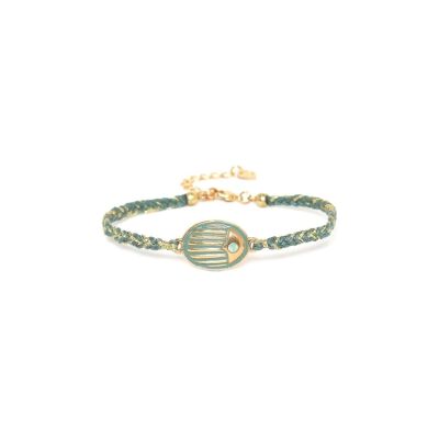 LUCKY   bracelet scarabée ajustable cordon vert