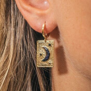 MOON   boucles d'oreilles mini créoles lune noire 2