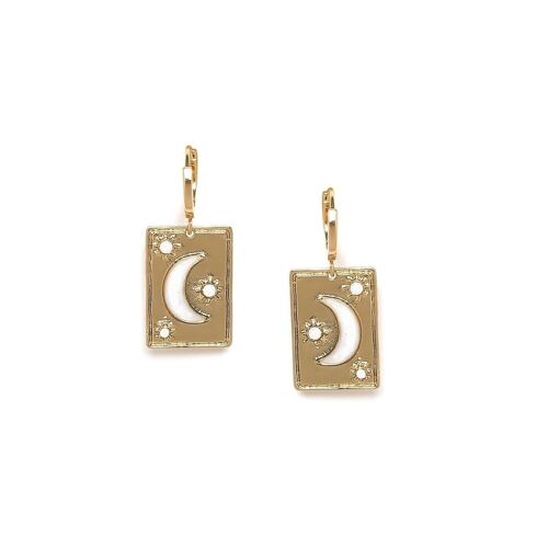 MOON   boucles d'oreilles créoles lune blanche