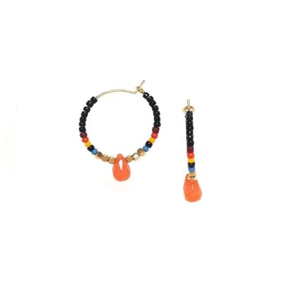 SERENITY black and orange hoop earrings