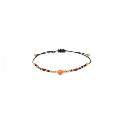 SERENITY   bracelet macrame noir et orange