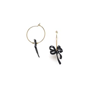 SUZY   boucles d'oreilles créoles noeud / noir 1