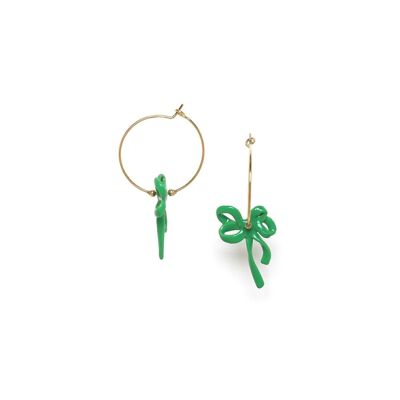 SUZY   boucles d'oreilles créoles noeud / vert