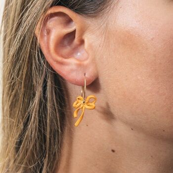 SUZY   boucles d'oreilles créoles noeud / orange 2