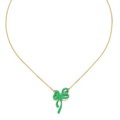 SUZY small bow necklace / green