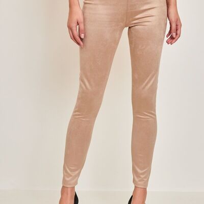 High-waisted suede leggings