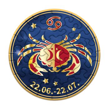 puzzle rond avec motif du signe du zodiaque "Cancer", avec effet doré brillant, 33 pièces 2