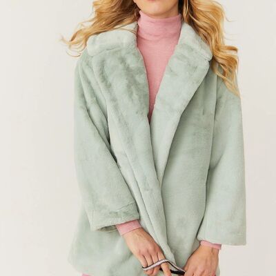 Cappotto longuette in pelliccia sintetica verde chiaro