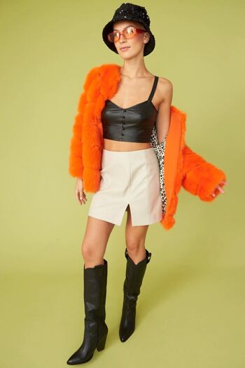 Manteau orange rayé en fausse fourrure Gaga 2