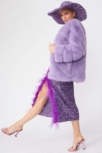 Manteau lilas rayé en fausse fourrure Gaga 2