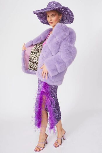 Manteau lilas rayé en fausse fourrure Gaga 3