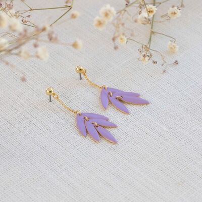 EXOTICA  boucles d'oreilles poussoir feuille lilas