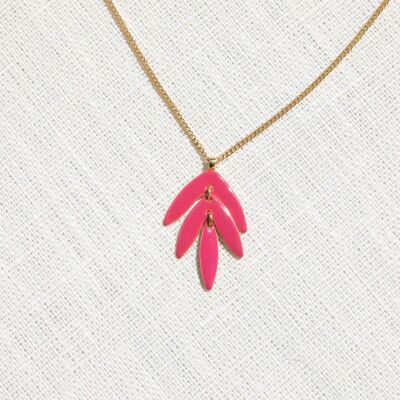 EXOTICA fuschia leaf necklace