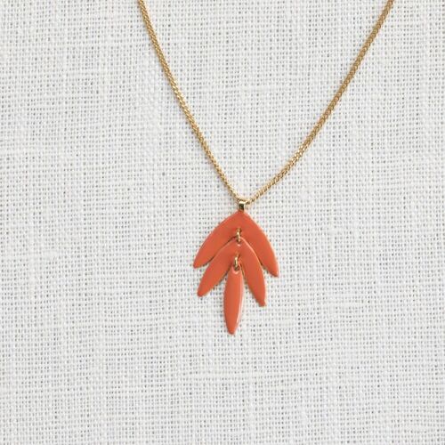 EXOTICA  collier feuille orange