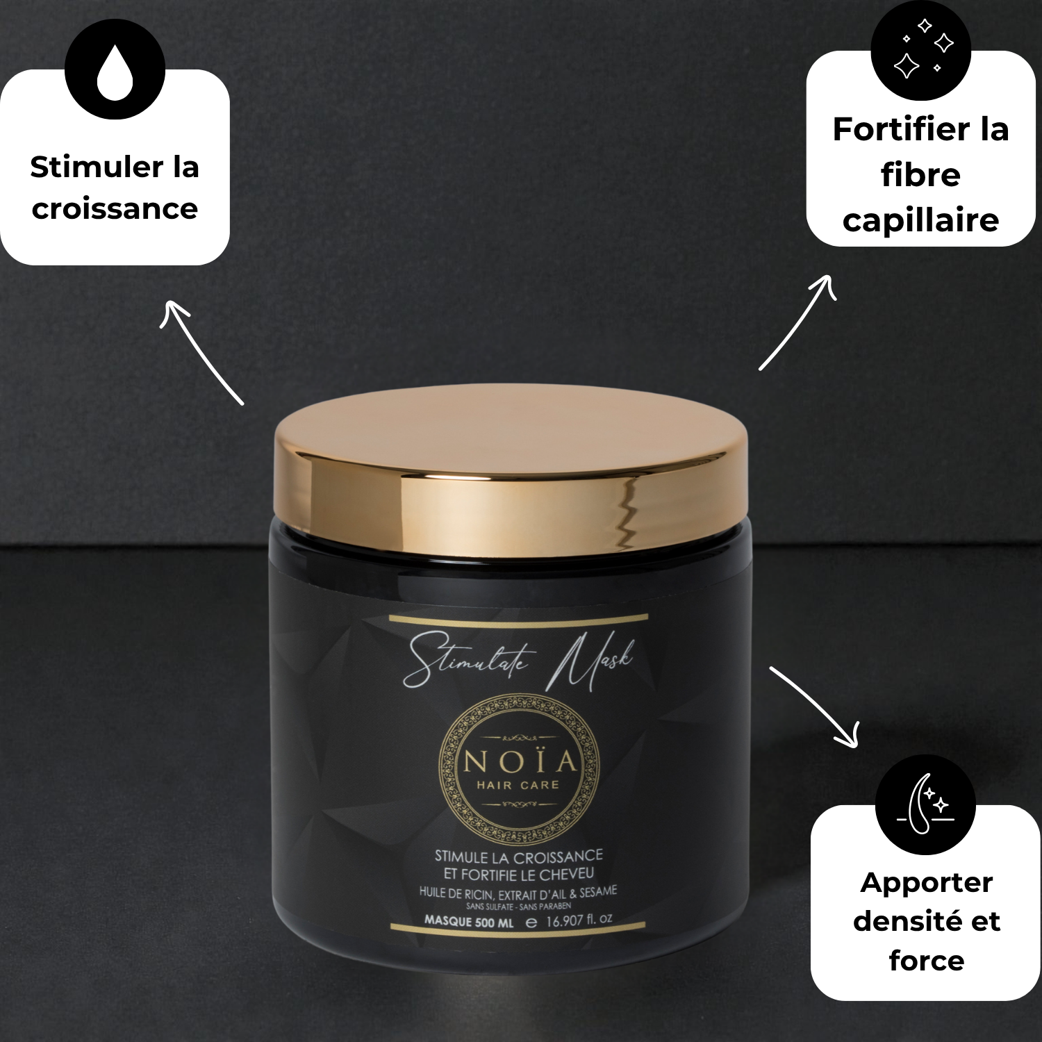Coffret Stimulate NOÏA Hair – Routine Fortifiante – Shampoing, Masque, Sérum & Peigne de Voyage