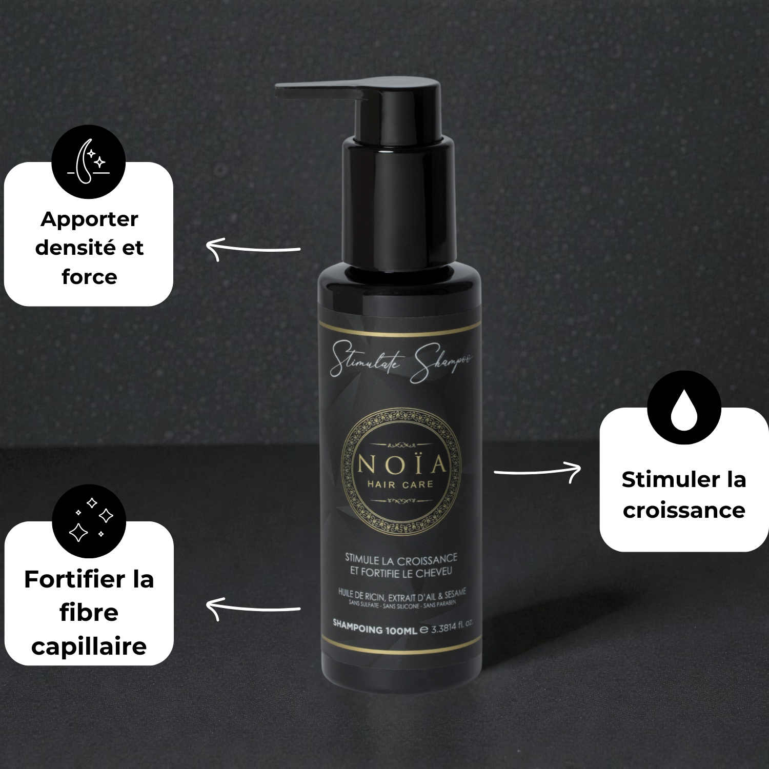 Coffret Stimulate NOÏA Hair – Routine Fortifiante – Shampoing, Masque, Sérum & Peigne de Voyage
