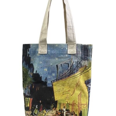 Van Gogh Terrace At Night Art Print Cotton Tote Bag (Pack of 3)