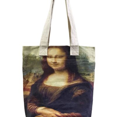 Borsa tote in cotone con stampa artistica Monna Lisa di Leonardo Da Vinci (confezione da 3)