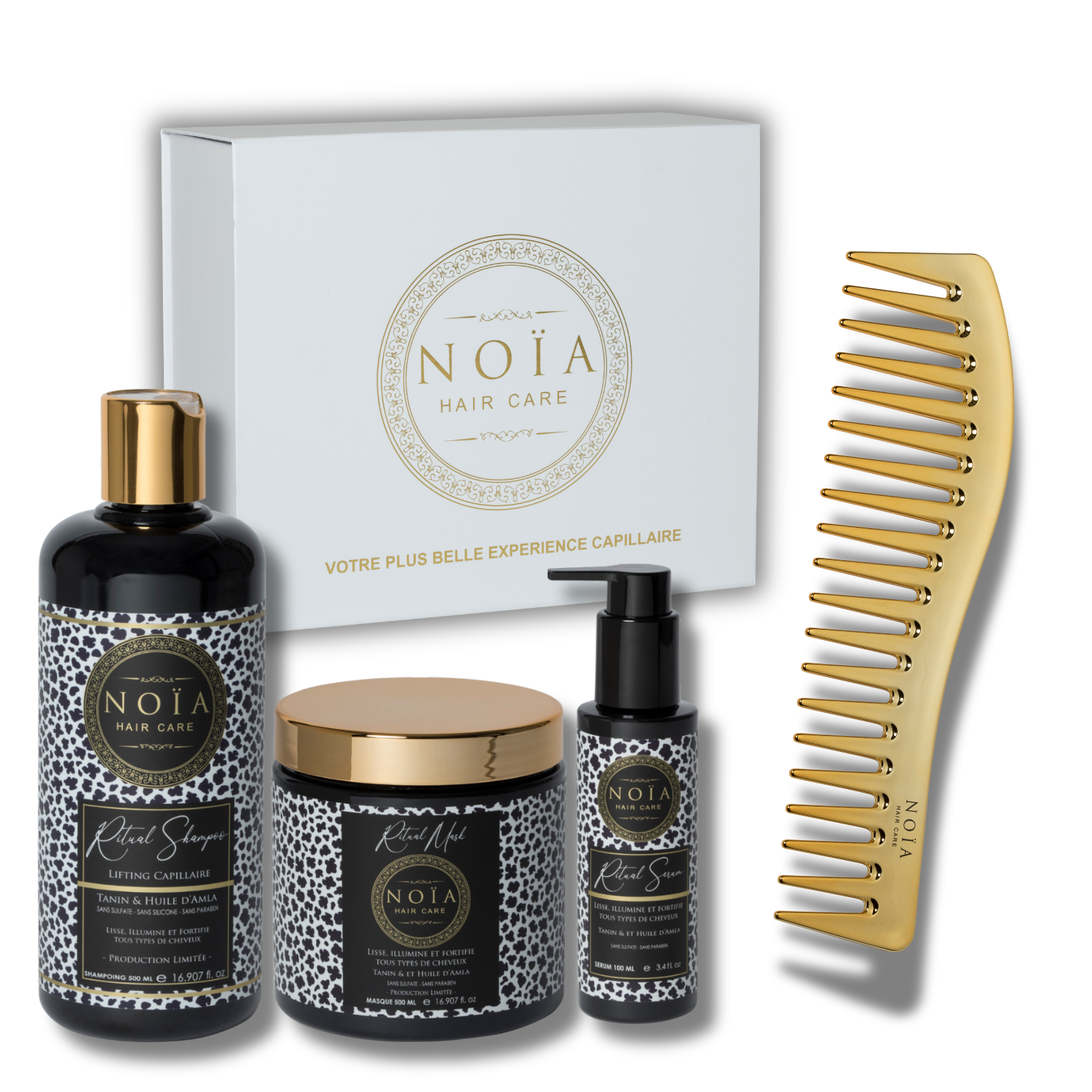 NOÏA Hair Ritual Set – Smoothing & Anti-Frizz Routine – Shampoo, Mask, Serum & Travel Comb
