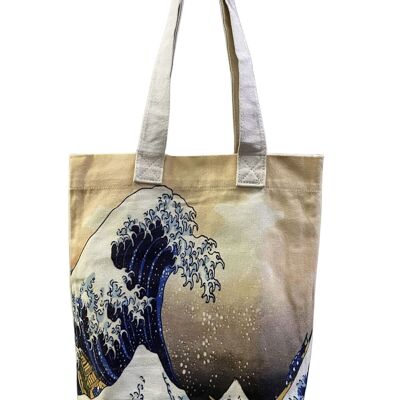 Borsa tote in cotone con stampa artistica giapponese della Grande Onda di Hokusai (confezione da 3)