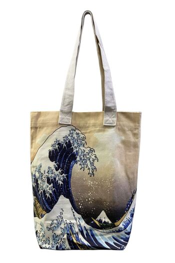 Sac fourre-tout en coton imprimé d'art japonais Great Wave de Hokusai (Pack de 3) 1