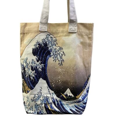 Hokusai's Great Wave Japanese Art Print Cotton Tote Bag (Pack of 3)