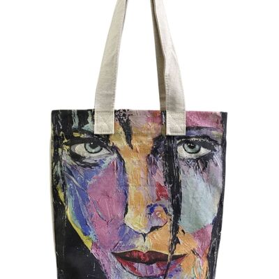 Baumwoll-Einkaufstasche mit Impasto-Gemäldedruck „Frau“ (3er-Pack)