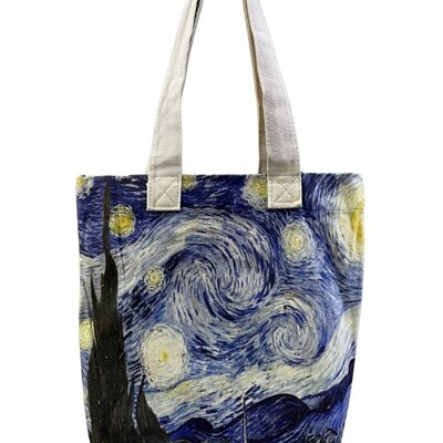 Bolsa de algodón con estampado artístico de Noche estrellada de Van Gogh (paquete de 3)