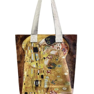 Baumwoll-Einkaufstasche mit Klimt-Der-Kuss-Kunstdruck (3er-Pack)