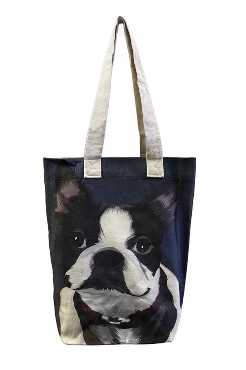 French Bulldog Print Cotton Tote Bag (Pack of 3)