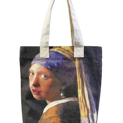 Vermeer Girl with a Pearl Earring Art Cotton Tote Bag (Pack of 3)
