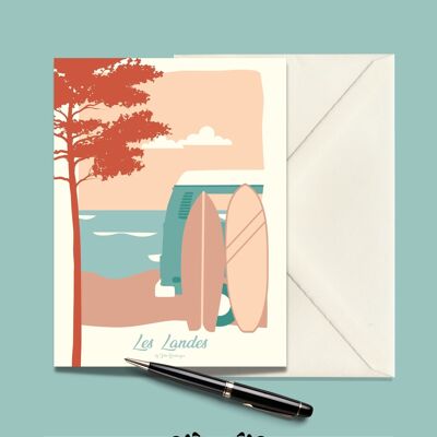 LES LANDES Les Surfs Postcard - 15x21cm