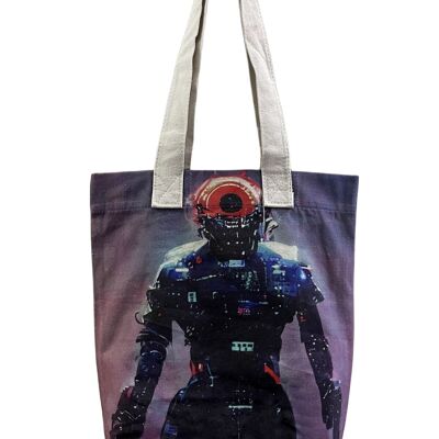 Borsa tote in cotone con stampa futuristica di robot (confezione da 3)