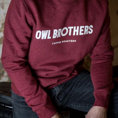 SWEAT-SHIRT LOGO OWL BROTHERS-- Couleur : Burgundy chiné