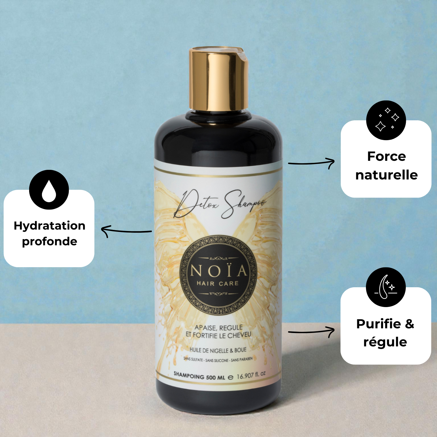 Coffret Detox NOÏA Hair – Routine Purifiante & Rééquilibrante – Shampoing, Masque, Sérum & Peigne de Voyage