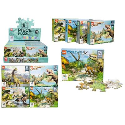 Dinosaur Puzzle 24 Pieces 12 X 16 Cm Box - 17.5 X 25 Cm Puzzle