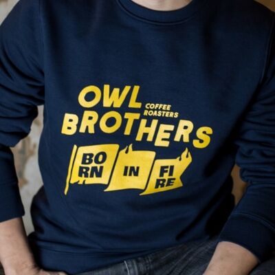 SWEAT-SHIRT OWL BROTHERS BORN IN FIRE-- Couleur : Navy et Jaune 1
