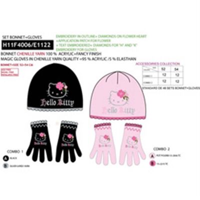 Set Cappello + Guanti HELLO KITTY 4 T.Unique