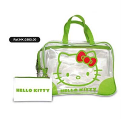 Mittelgroße grüne Strandtasche HELLO KITTY 32 x 23 cm