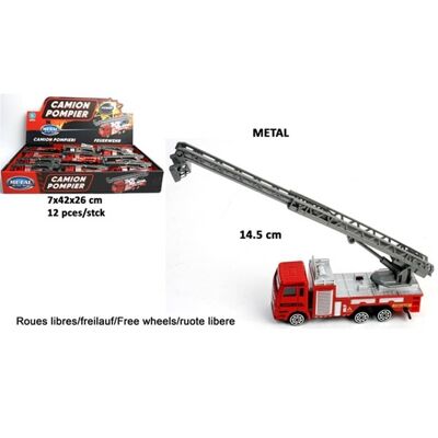 Camion dei pompieri in metallo 14,5 cm + scala