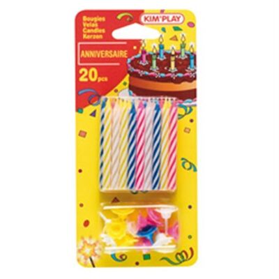 20 Velas Multicolores + Bobeches