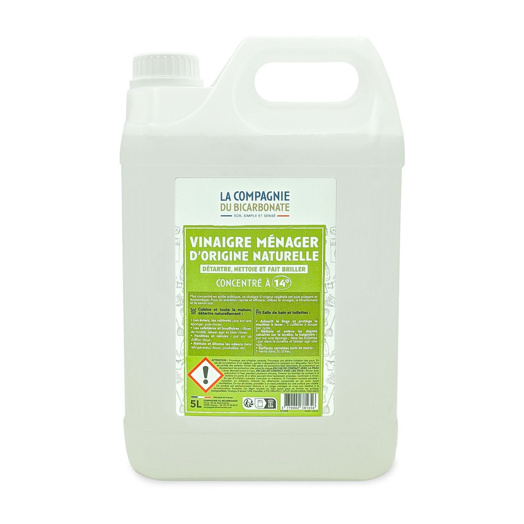 Vinagre blanco doméstico concentrado a 14° - 5L