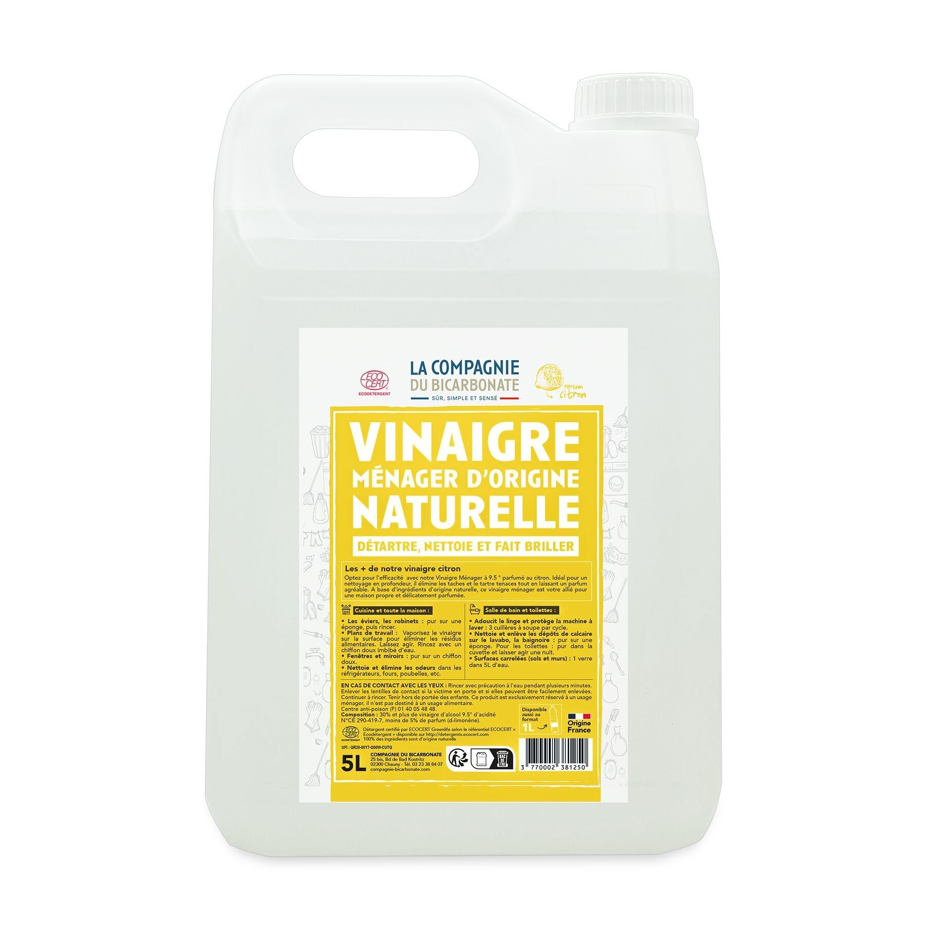 Weißer Haushaltsessig - Zitronenduft - 5L