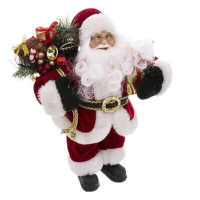 Babbo Natale in velluto rosso 30 cm