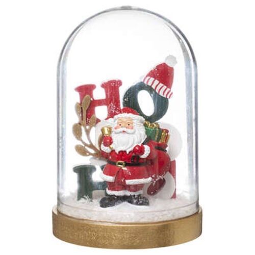 Deco Bois Sous Cloche "Hoho" 14cm 